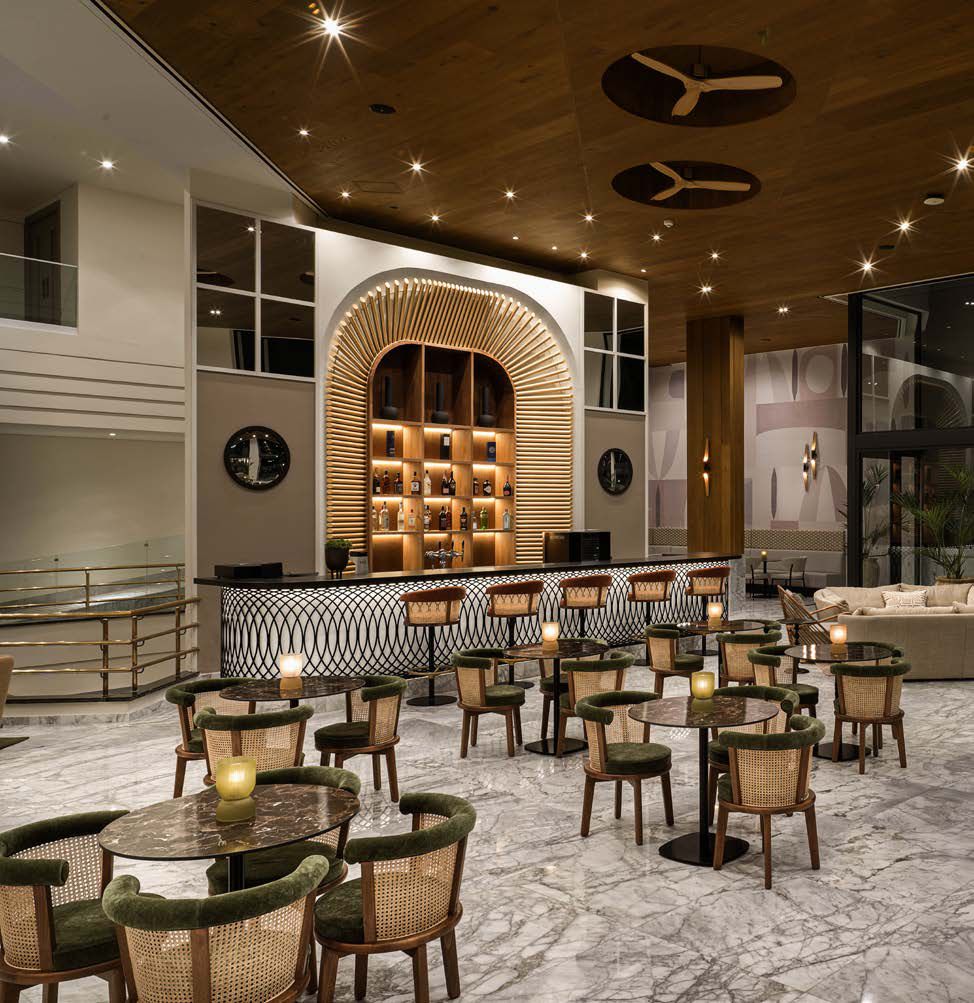 Restaurant furnished with ALMECO chairs and tables